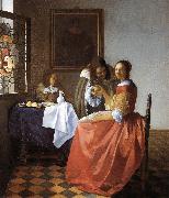 Jan Vermeer A Lady and Two Gentlemen painting